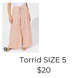 NEW Torrid Pull On Wide Leg Linen Blend High Rise Pants